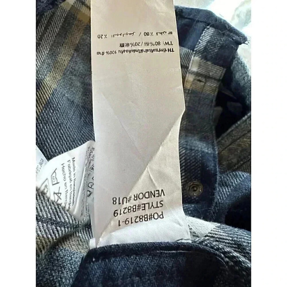 Burnside Shirt Men's Large Blue Plaid Flannel Button Front Patch dirtlabs Adult - Picture 15 of 16